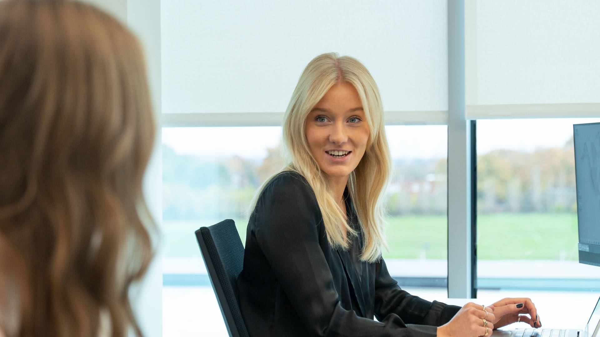 Comms - Rhianna at Desk